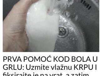 PRVA POMOĆ KOD BOLA U GRLU: Uzmite vlažnu KRPU I fiksirajte je na vrat, a zatim ISPERITE ovom TEČNOŠĆU