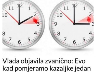 Vlada objavila zvanično:  Evo kad pomjeramo kazaljke jedan sat unaprijed